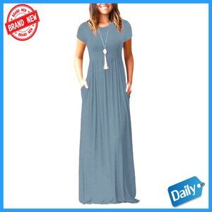 Maxi Dress with Pockets Empire Waist Stretchy Rayon Spandex Summer